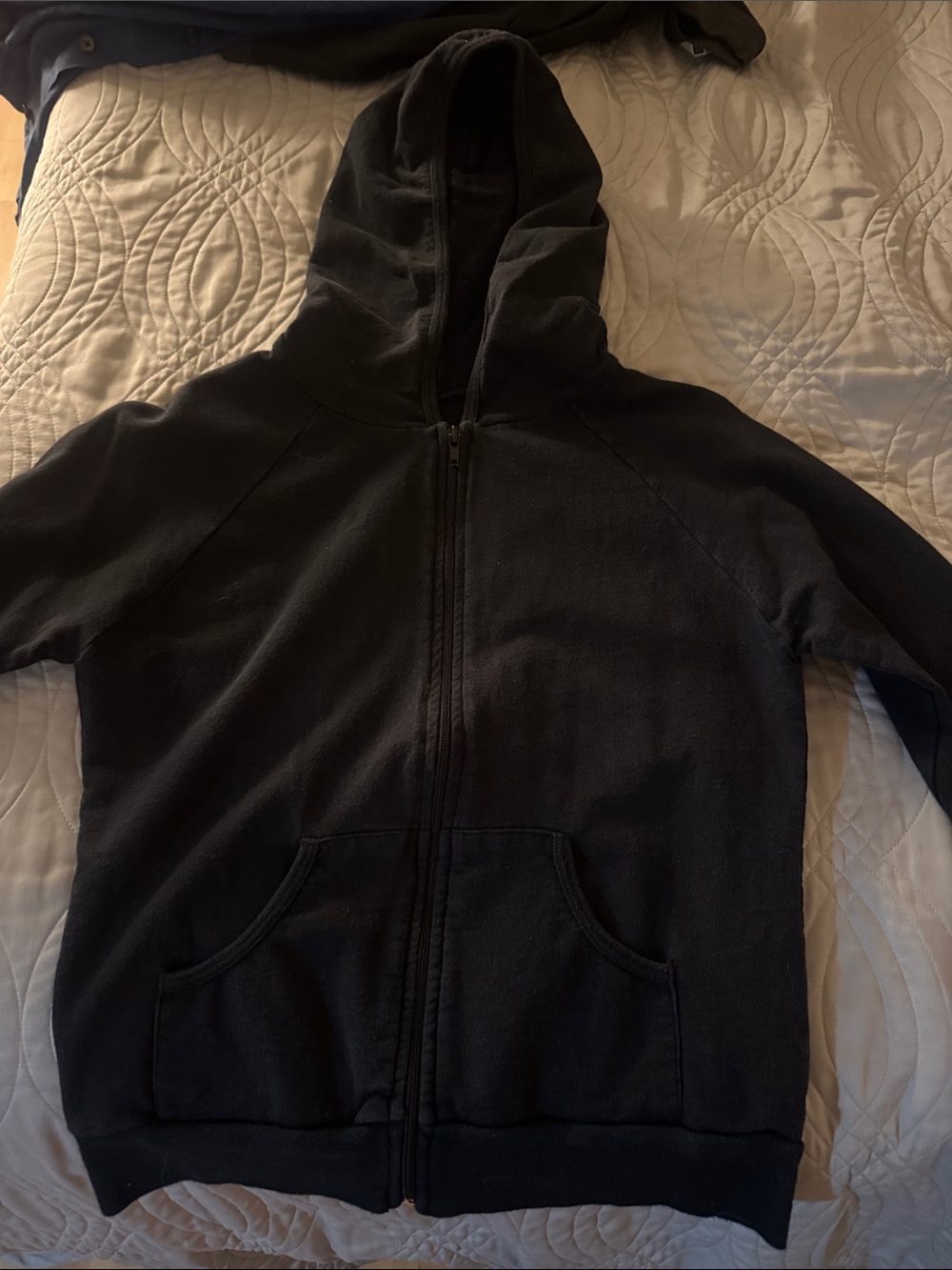 Black Full-Zip Hoodie with Kangaroo Pockets